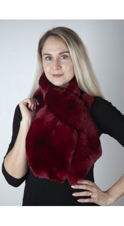 Red-Bordeaux rex fur scarf